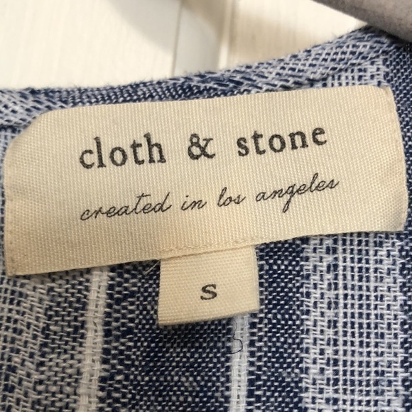 ANTHROPOLOGIE Cloth & Stone Linen Jumpsuit Blue Sleeveless Romper Size Small - Picture 9 of 13